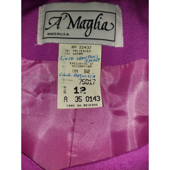Vintage A'maglia Blazer Purple Womans Size 12 1970's Union Made - Picture 3 of 11